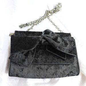 Anthropologie Retro Crossbody Black Bag Velvert Bow Chain Purse